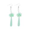 Chinese Medieval Style Chalcedony Lotus Tassel Earrings