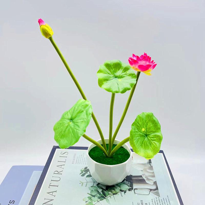 Nelumbo Sp Fake Potted Plant With Plastic Pot For Home Decor And Display Office
