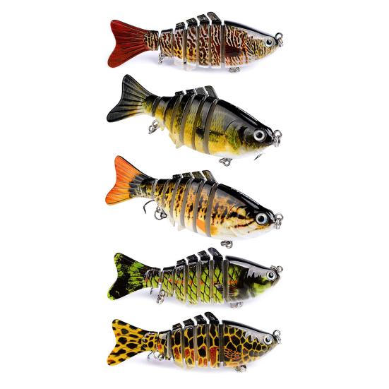 3/5Pcs Fishing Lures 3D Swimming Bait with Treble Hooks Realistic Looking Bright Colors Compact Portable Hard Bait Artificial Lure