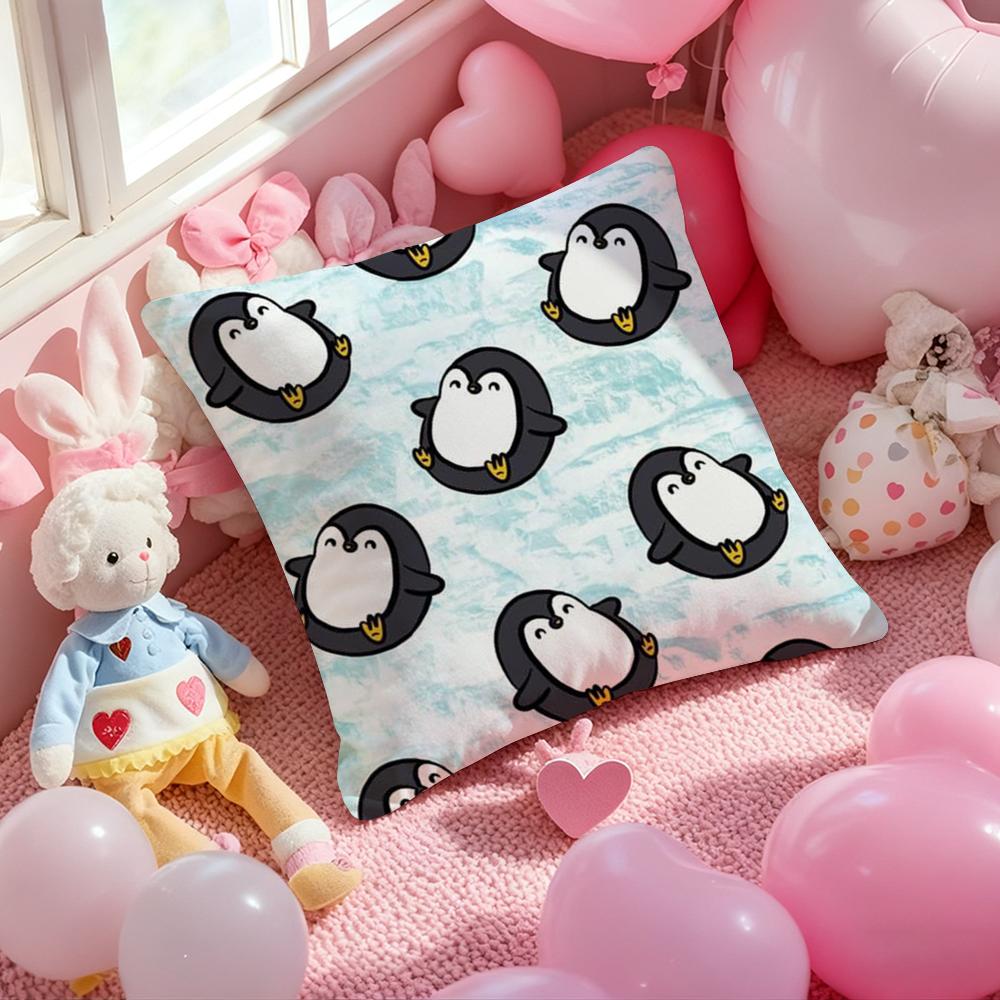 Cute P-Pingu Cartoon Cushion Cover Pattern Printed Pillowcase for Living Room Sofa Cushion Cover & Bedroom Decor