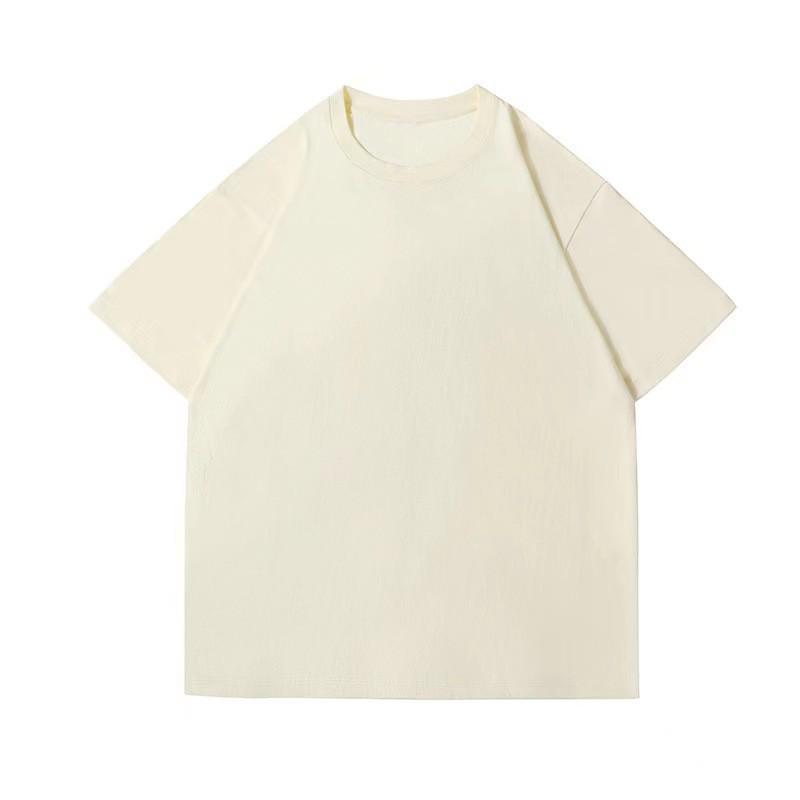 260g Unisex Pure Cotton Loose Fit Double Yarn Drop Shoulder Half Sleeve T-Shirt