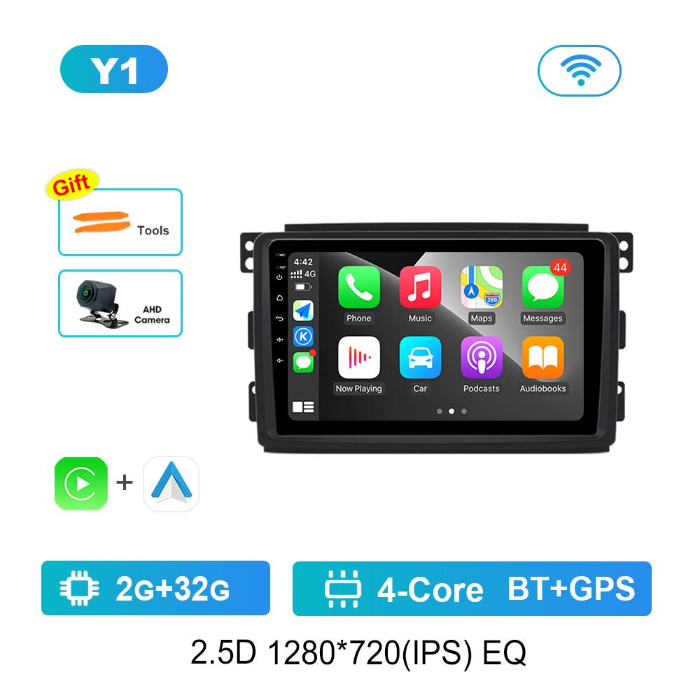 HD Screen Android Car Radio Multimedia Video Player for Smart Fortwo 451 2005 - 2010 GPS Navi 4G WiFi Bluetooth DSP Stereo