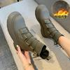 New Fashionable and Versatile Elastic Knitted Short Boots for Women, Thick Soled and Height Increasing Lace Up Short Boots