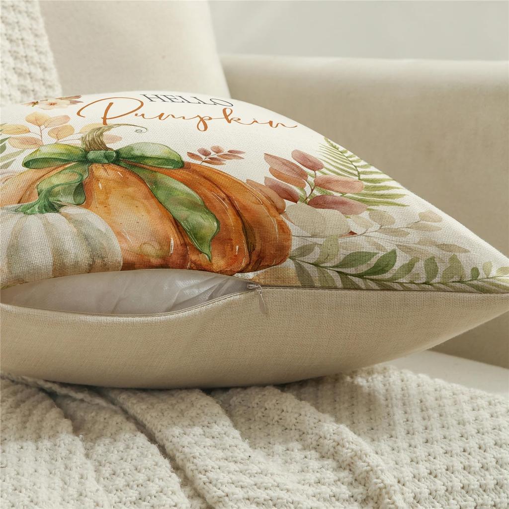 NIGHT Fall Pillow Covers 18x18 Set of 4 Thanksgiving Farmhouse Decorations Leaves Pumpkin Outdoor Fall Decor Throw Pillow Covers Floral Mason Jars