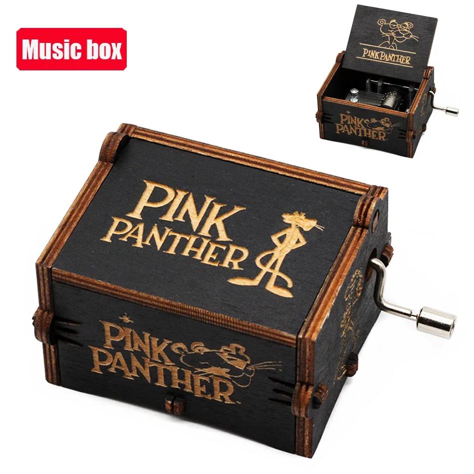 **Hot Antique carved Wooden Hand Crank Jurassic Park Music Box Action Toy Figure Anime Model Christmas Birthday Gift