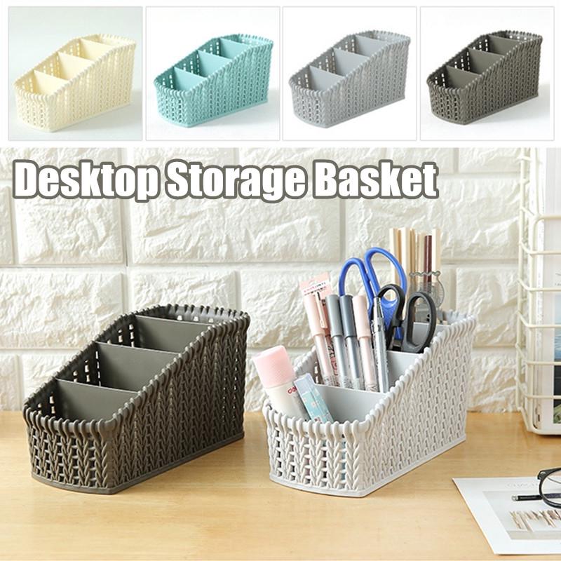 Buy 4 Colors Desktop Storage Basket Plastic Cosmetics Organizer Desktop ...
