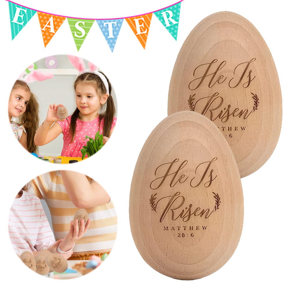 2Pcs Musical Easter Egg Shaker Wood Egg Shakers Musical Shaker Easter Basket Stuffers Gifts for Kids Boys Girls