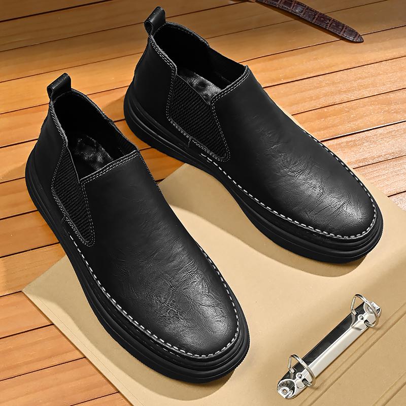 FashionVintage Style Male Chelsea Boots Fashion Brand Mens Leisure Walk Footwear Comfortable Casual Leather Ankle Boots Basic Sneakers