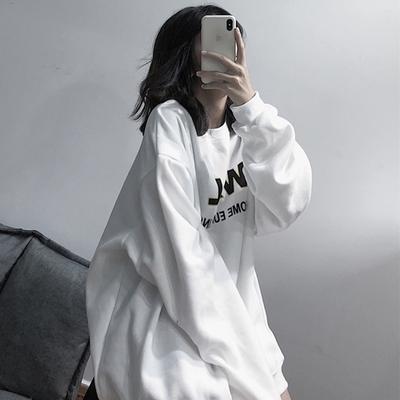 Long-sleeved Sweatshirt for Women Autumn New Korean Style Harajuku Style Bf Hoodless Thin Loose Student Jacket Ins Trend