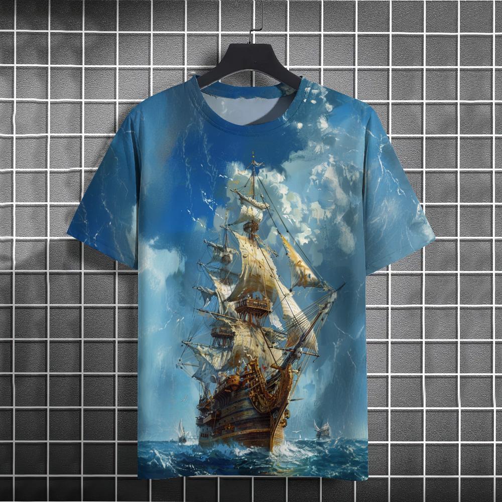 Summer Sailor Ocean 3D Print T-Shirts Streetwear Men FashionCasual Oversized O-Neck Short Sleeved T Shirt Tees Tops Clothing