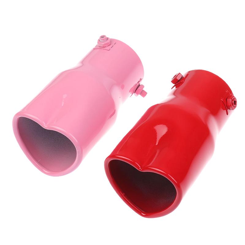 Design Heart Shape Style Car Accessories 2.5 Inch Stainless Steel Silver Colorful Exhaust Tips Muffler Tail Pipe