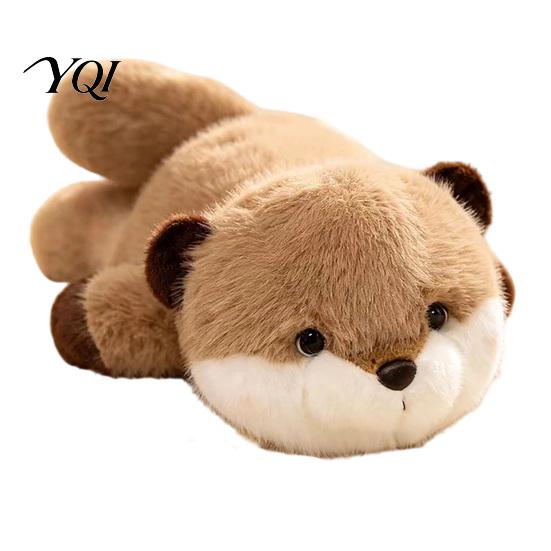Stuffed Animal Pillows for Sleeping Soft Plush Doll with Weighted Base, Cute Fox/Cat/Dog/Otter Figurine, Gift Kids Cartoon Crawling Animals