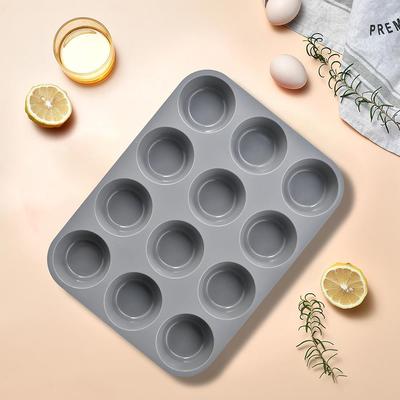 Moule rond en silicone à 12 cavités pour gâteaux et muffins avec plaque de cuisson à 24 cavités connectée
