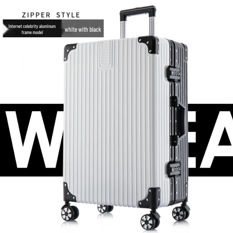 Vintage 24-inch Aluminum Frame Suitcase with Universal Wheels