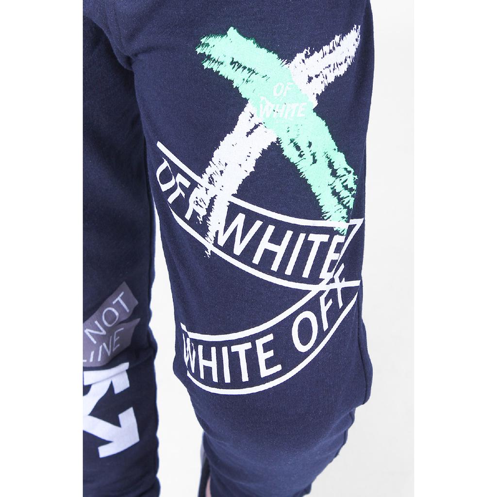 Navy Blue Text Printed Male Tracksuit Six