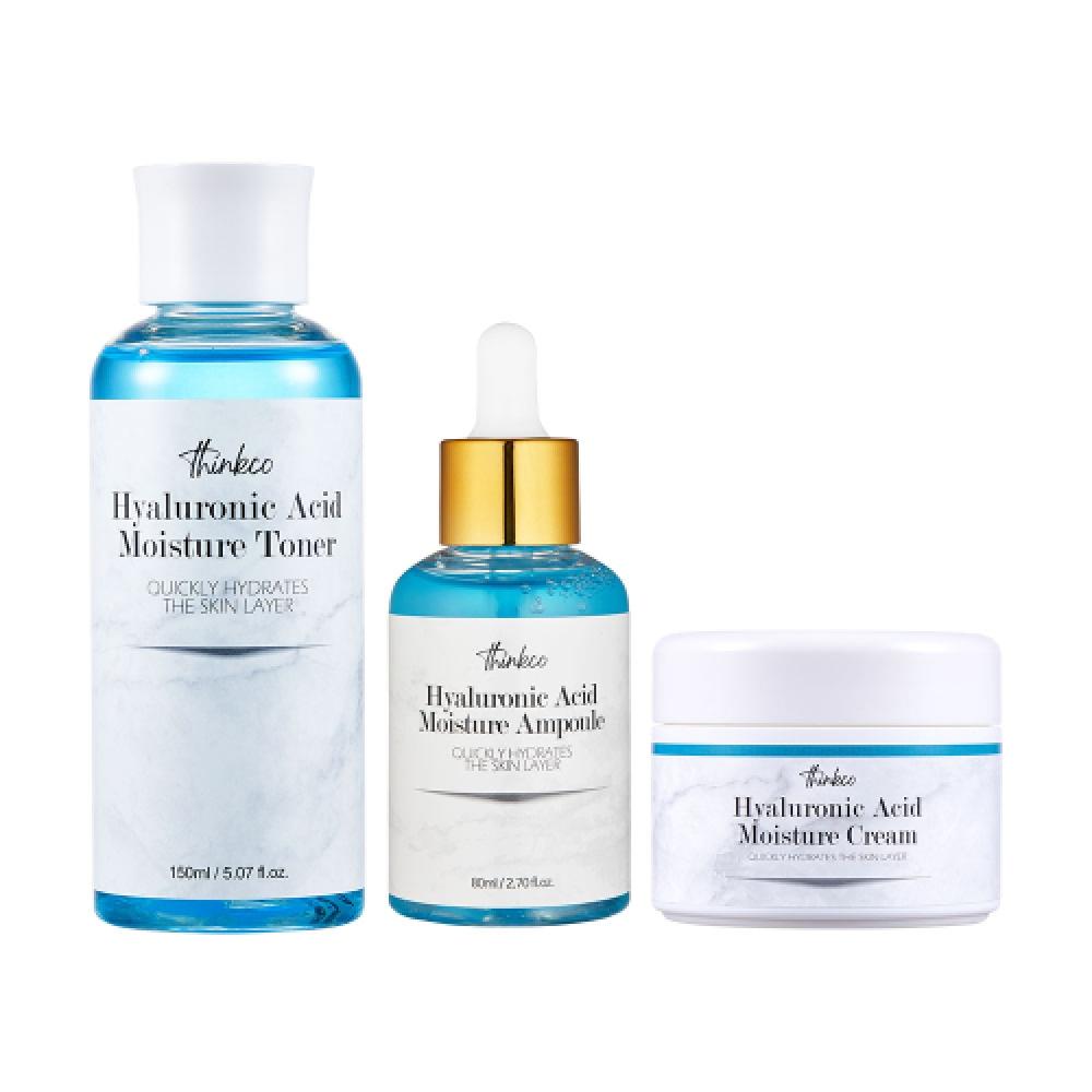 Thinkco Hyaluronic Acid Moisture Toner Ampoule Cream 3 Piece Set NONE