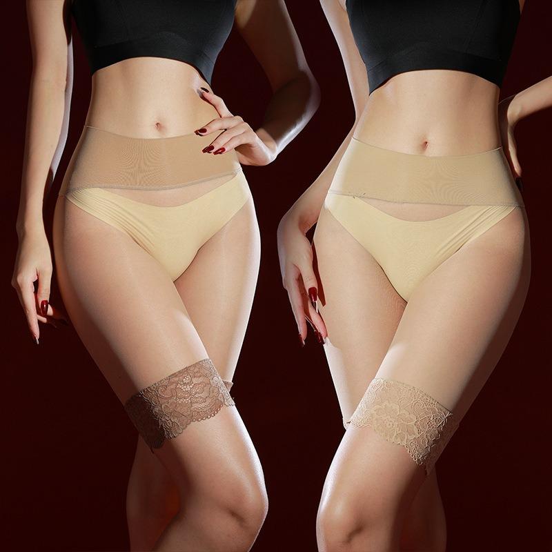 Oil Glossy Seamless Stockings Panties For Women Men Ultra-Thin Invisible Long Leg Boxer Shorts Sissy Sheer Pensi Sheath Lingerie