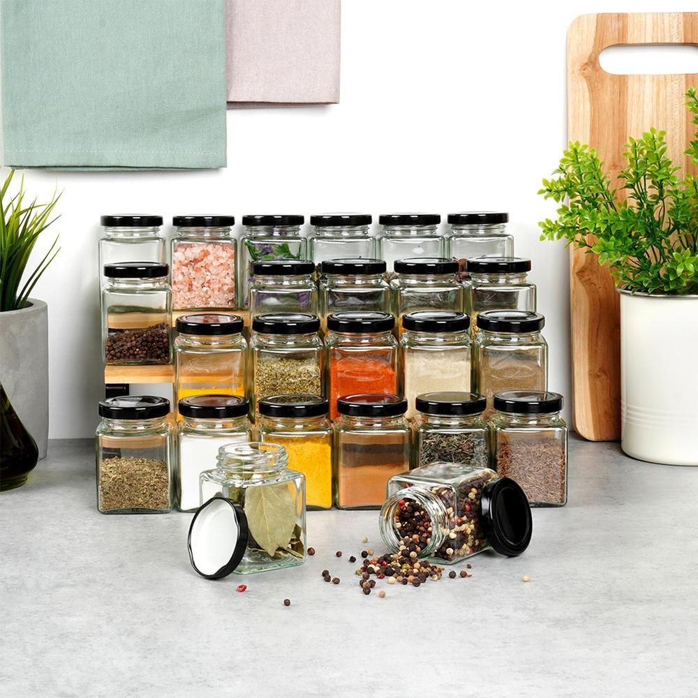 Glass Spice Container 100 Ml 48 Pcs + 180 Stickers