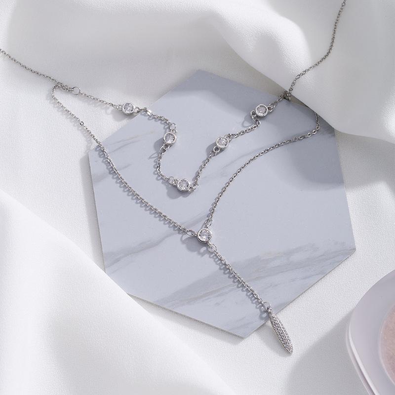 Nuova Collana Lunga in Argento Sterling 925 Semplice Forma Geometrica Collana con Ciondolo Regalo di Compleanno per Donne Gioielli Raffinati