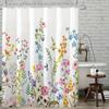 1Pc 180X180Cm Water-Resistant Floral Shower Curtain - Polyester, 12 Hooks, All-Season, Machine Washable, Flower Pattern