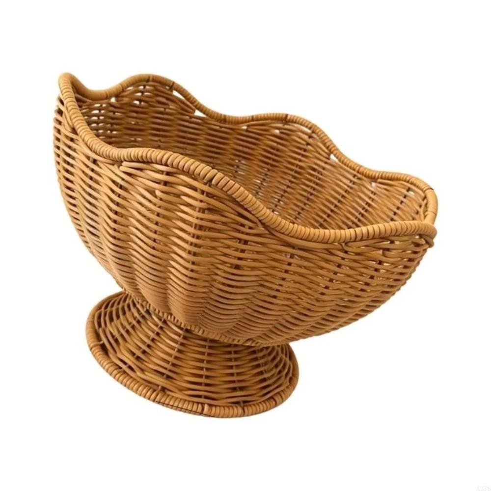 Multipurpose Fruit Basket Stackable Traditional Style Vegetable Basket Hand Woven Open Top Snack Tray Home Storage Decoration