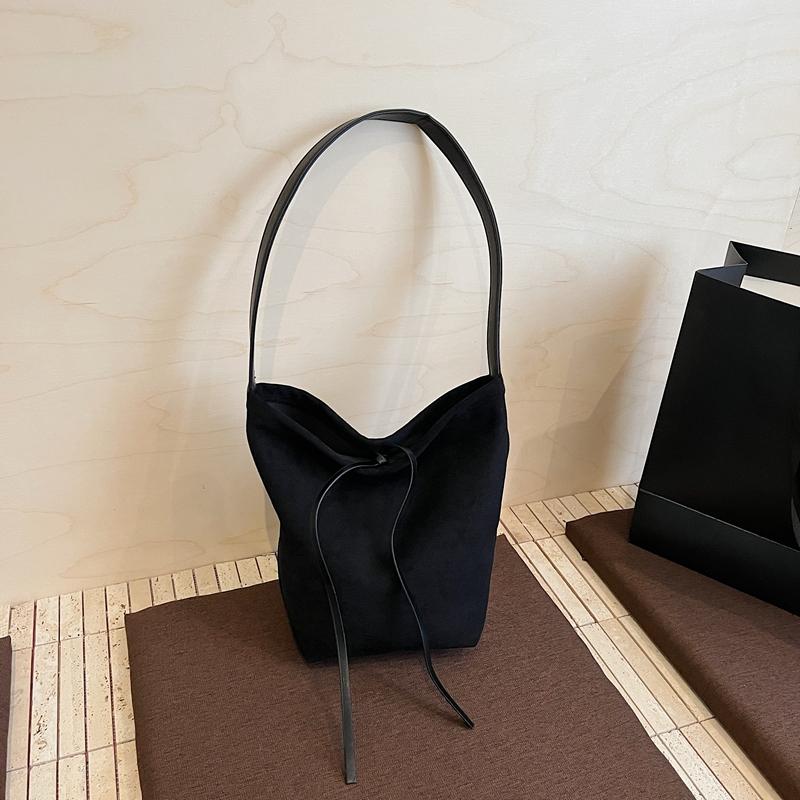 Solid Color Casual Bow Korean Version Fashion Matte Large Capacity Retro Tote Underarm Bag Women