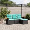 VidaXL Garden Lounge Set with Cushions 4 Pcs, Patio Sofas, Furniture Set, Outdoor Terrace Furniture, Black 3226743