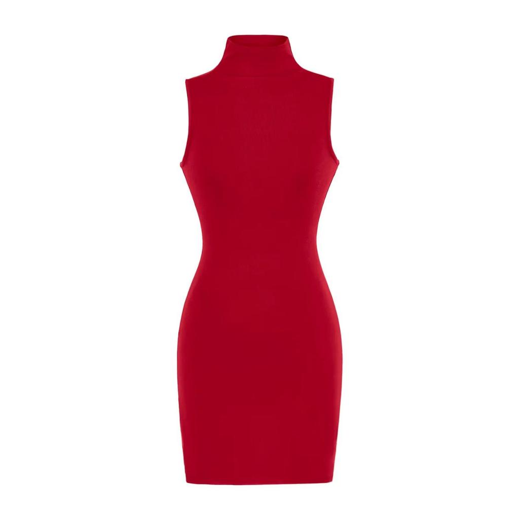 2026 Spicy Girl High-Neck Sleeveless Vest Dress: Women's Autumn/Winter Sexy High-Waist Hip-Hugging Skirt