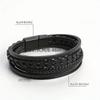 Men Multi-layered Vintage Leather Rope Braided Bracelet Magnetic Buckle Wristband