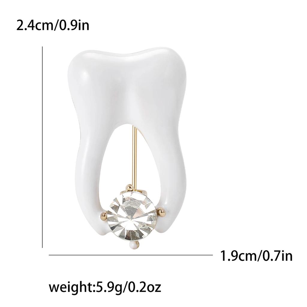 Enamel Teeth Pin for Women Unisex Rhinestone Cartoon Tooth Brooch Event Party Backpack Decoration Clothes Accessories