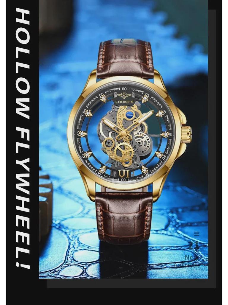 2023 Doppelseitige Skelett-Herren-Automatik-Business-Uhr – wasserdicht, leuchtend