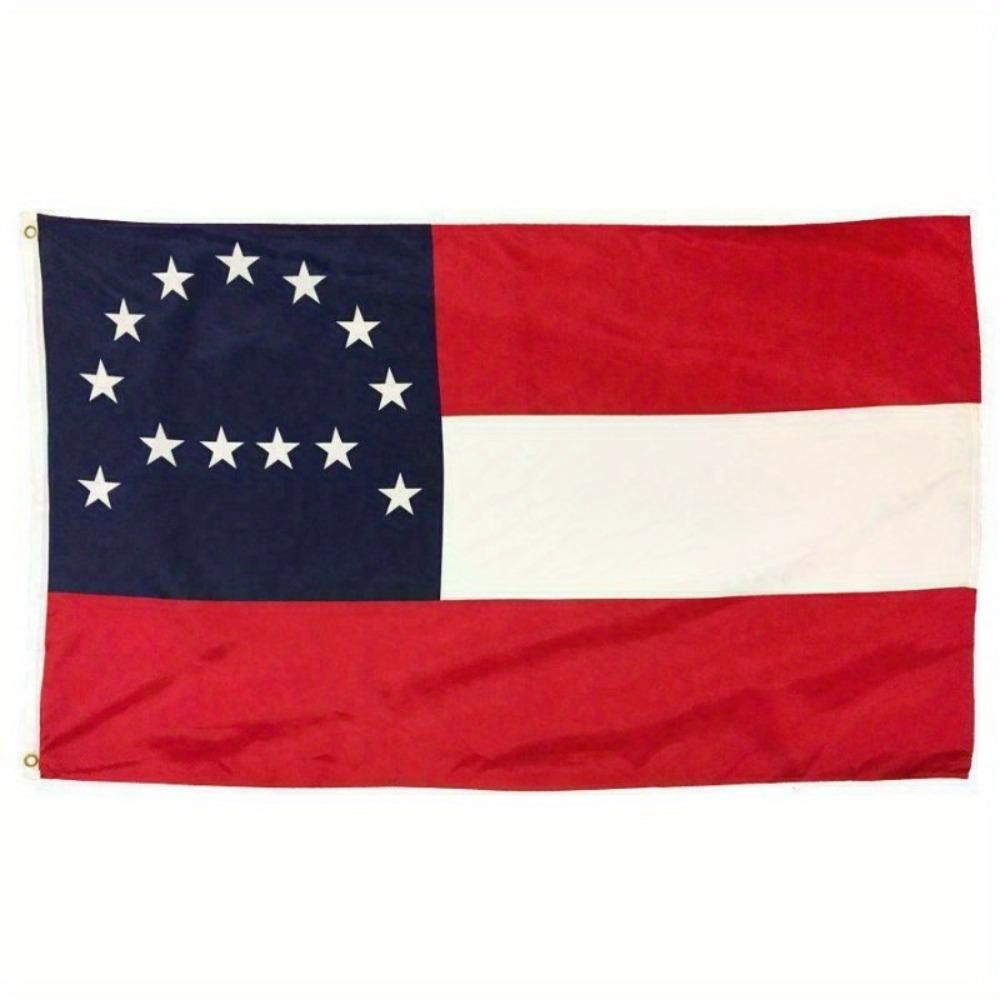 2D Flat, 1pc Multi-Size Optional 2D Plane, General Lee Headquarters Flag Printing Polyester - Confederate Civil War Flag Buttonhole Color Random, Hist