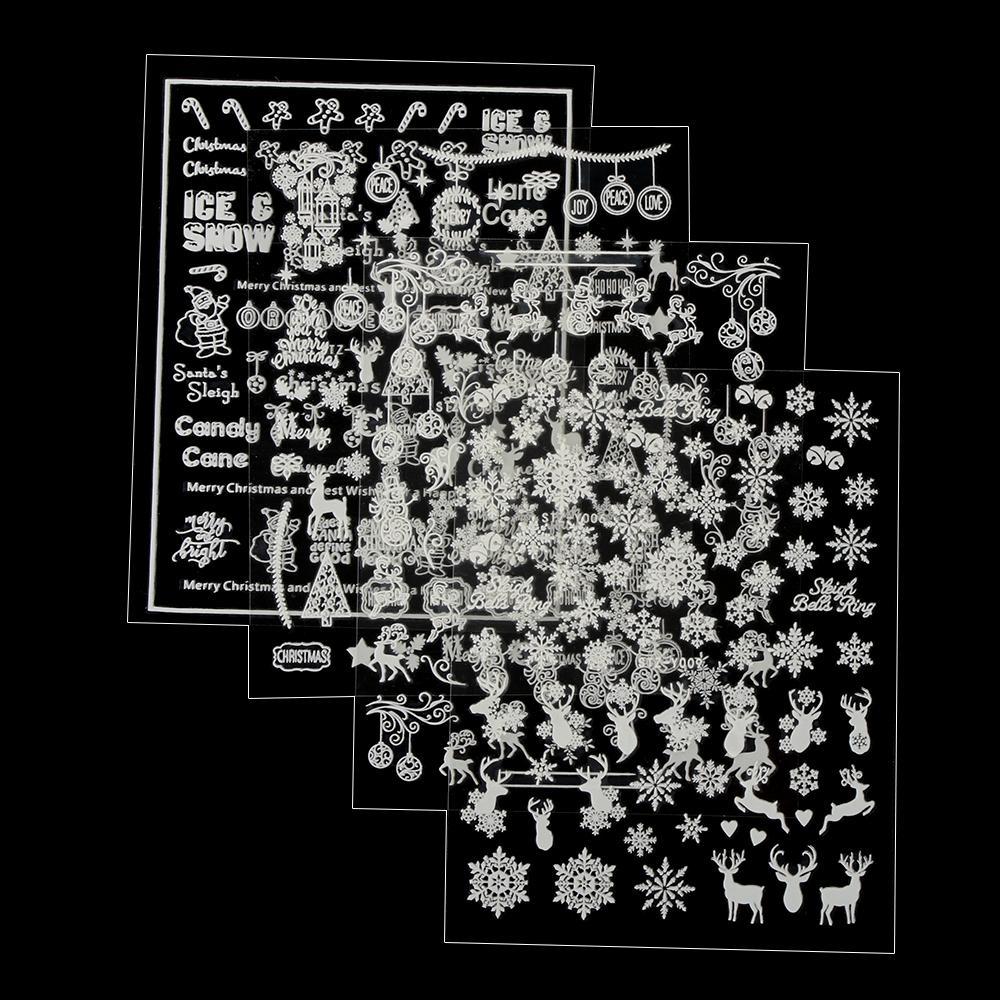 Nail Art Slider DIY Manicure Glow In The Dark Christmas 3D Luminous White Snowflakes Nail Sticker