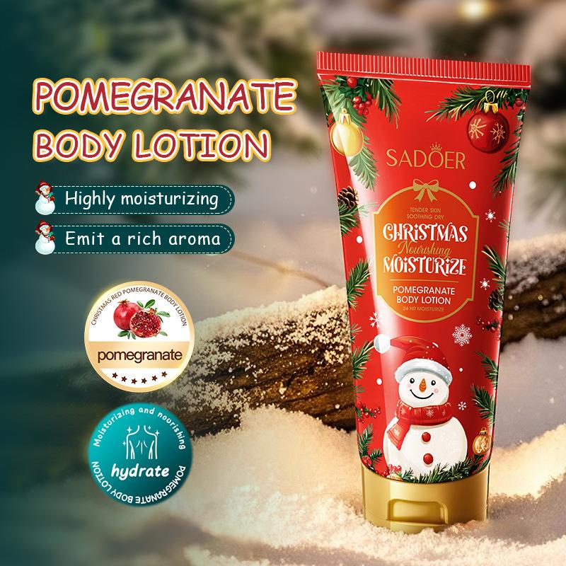 Christmas Pomegranate Body Lotion SADOER Autumn and Winter Moisturizing Body Lotion