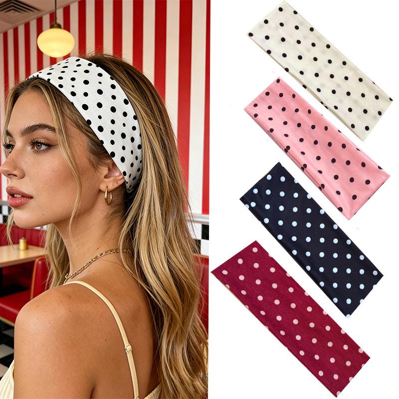 Polka Dot Yoga Elastic Headband - Stylish Sports & Makeup Hair Accessory