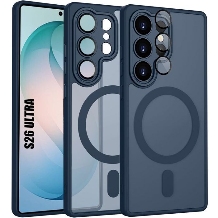 Coque Magnétique - BOOLING - pour Samsung Galaxy S26 Ultra - avec Protection Caméra - Bleu Marine