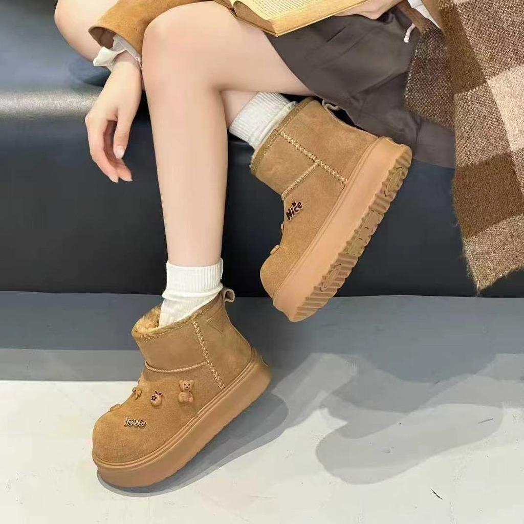 Winter New Velvet Warm Snow Boots Women's Cute Thick-soled Flat-bottomed Non-slip Velvet Short Boots Women's Boots