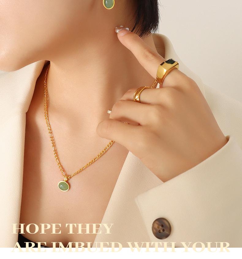 Natural Green Aventurine Pendant & Earrings Set: Ethnic Style Women's Jewelry