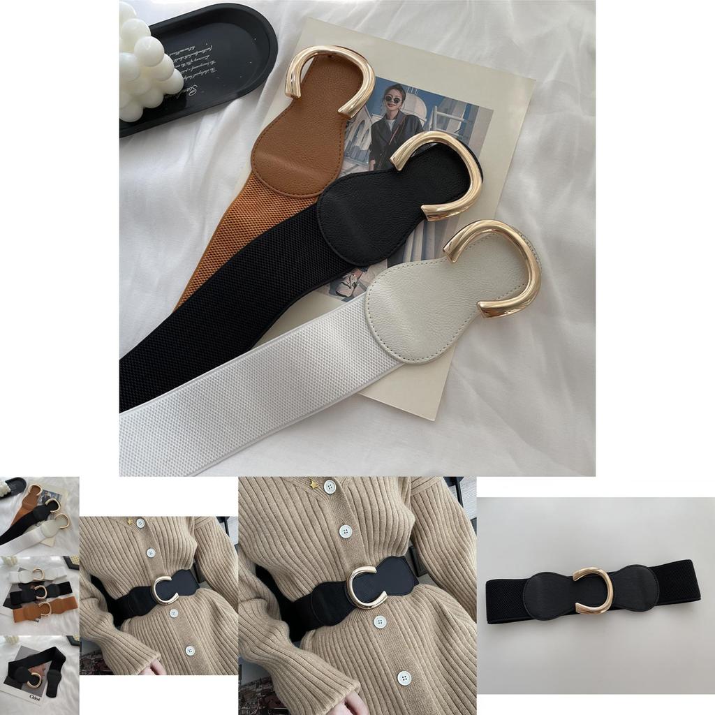 Elegant Women's Black Waist Cincher Belt With Flexible Stretch For Fashionable Dresses