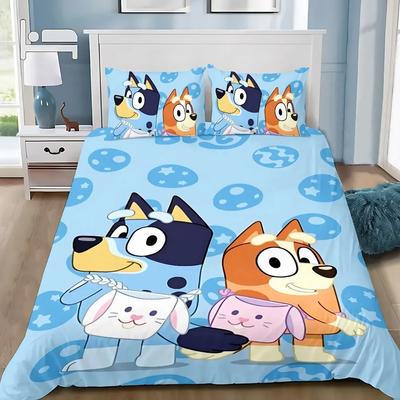 Benutzerdefinierte Cartoon B-Blueys Bandit Chilli Bettbezug Kissenbezug Bettwäscheset Erwachsener Junge Mädchen Schlafzimmer Kinder Einzel Doppel