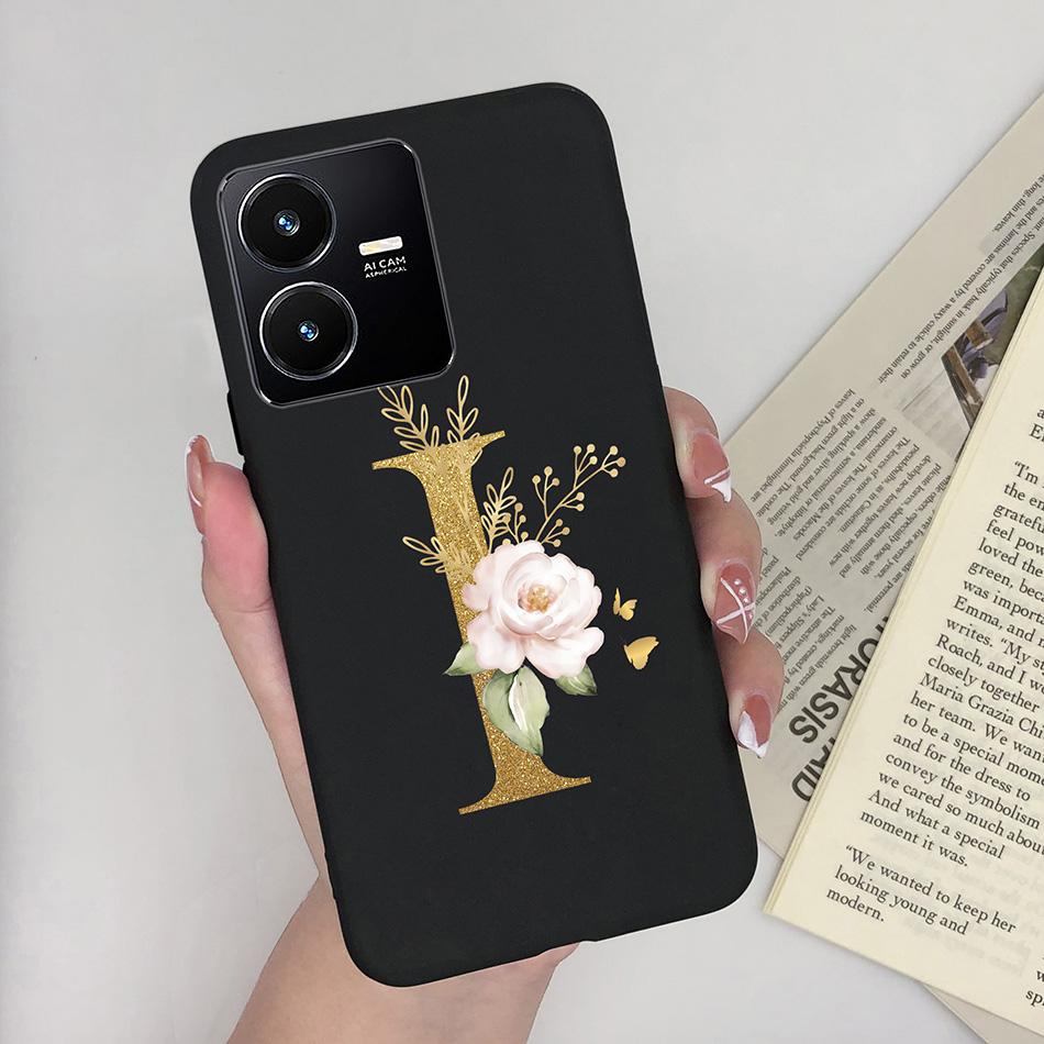 Flower Letters Case For Vivo Y22 2022 Y22S Matte Silicon Soft TPU Back Phone Cover For VivoY22 Y 22 22S Case Funda Bumper Shell