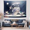 Anime Girl Broken Umbrella Rainy Night Tapestry, Bokeh Light Japanese Art Print Wall Hanging Machine Washable All Season Decor