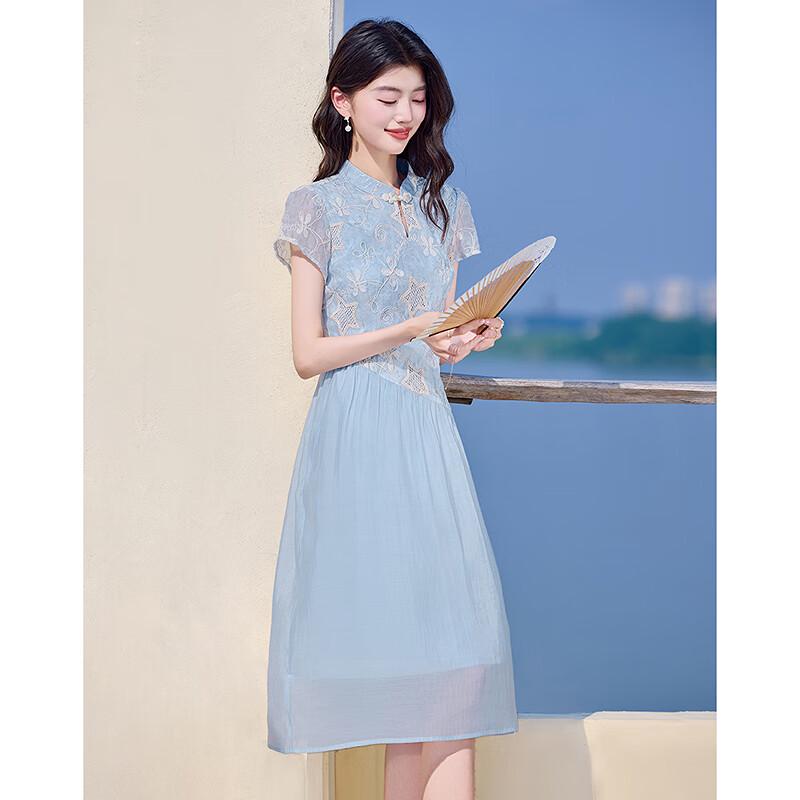New Chinese Style Stand Collar Slimming Petite Dress