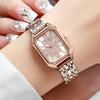 1/2PCS Fashion Women Watches Luxury Alloy Band Rectangle Quartz Watch for Women Clock Gift Reloj Mujer