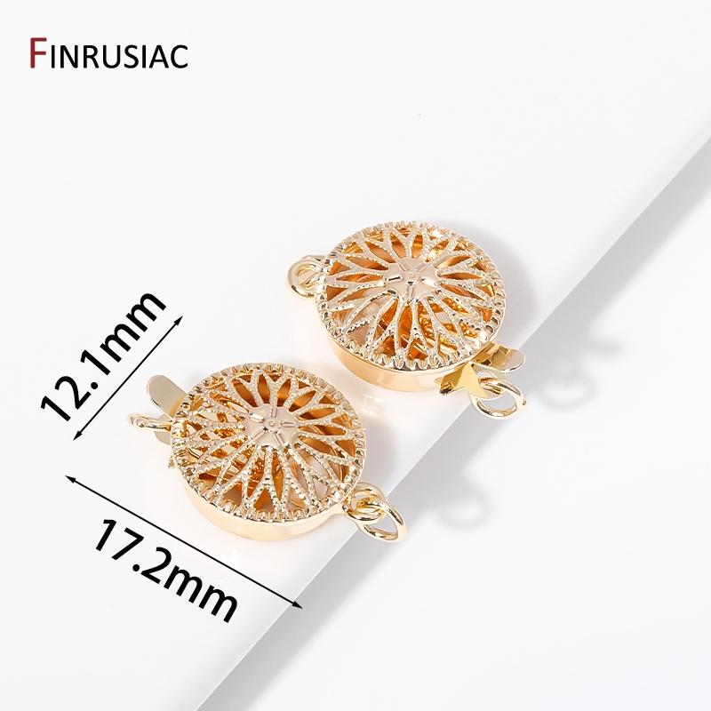 

14K Gold Plated Brass Multi Strand Layering Clasps Flower Bracelet Necklace Connector Clasps For DIY Jewelry Making Accessories 2 pieces