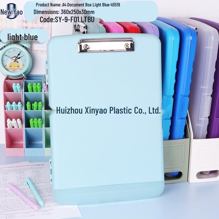Large Capacity A4 File Box with Pen Slot & Clipboard for A5 Paper Storage