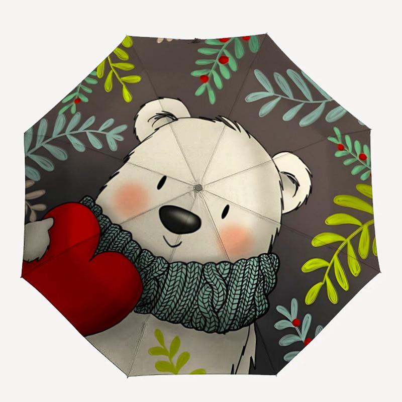

1pc Polar Bear Heart Automatic Open/Close Umbrella, Windproof, Folding Compact Umbrella with Lightweight Design for Women/Men083