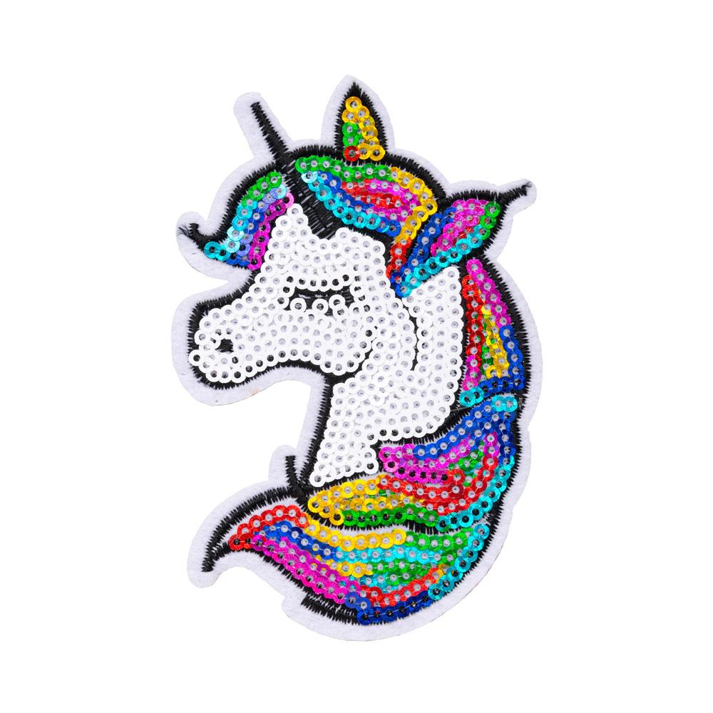 Sequin Pegasus Unicorn Computer Embroidery Cute Cartoon Pony Embroidery Cloth Sticker Clothes Decoration Badge Sticker