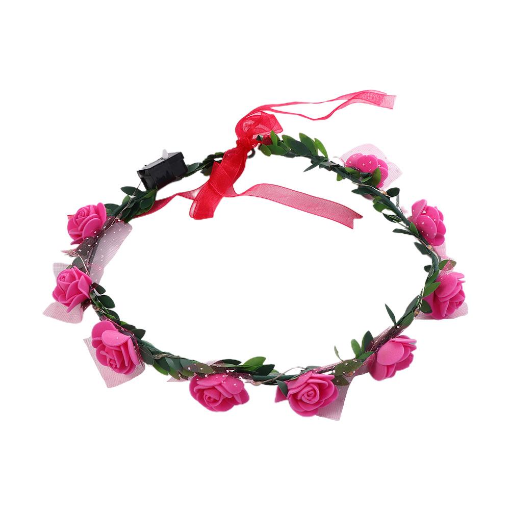 Schaumstoff Hochzeits Kopfschmuck Krone Blumen Stirnband Damen Kopfbedeckung LED Licht Girlande Kranz Dekoration