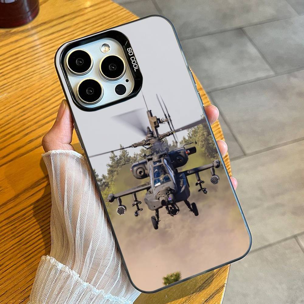 Apache AH-64 Helicopter Gunships Phone Case For iPhone 16 17 15 14 12 13 Pro Max Black Color Shockproof Cover
